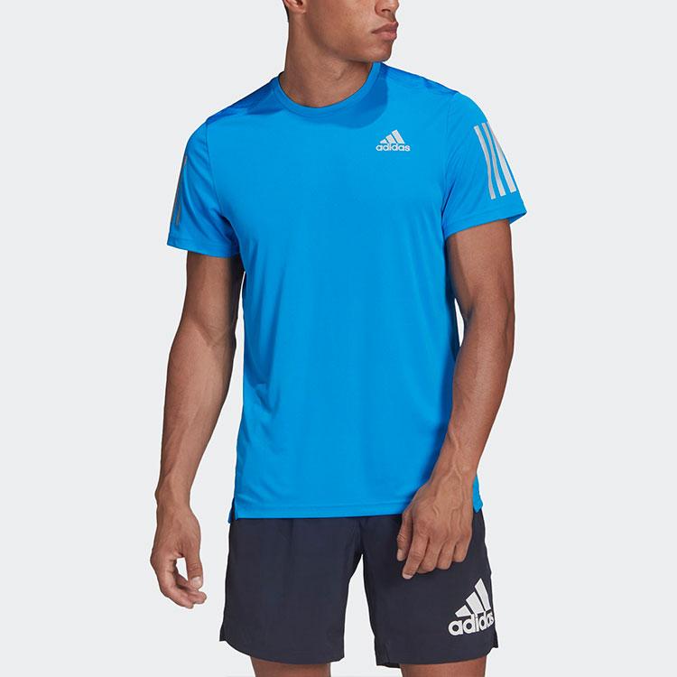Adidas Casual Sports Crew Neck Pullover Short Sleeve T-Shirt Men Tops Blue HB7450
