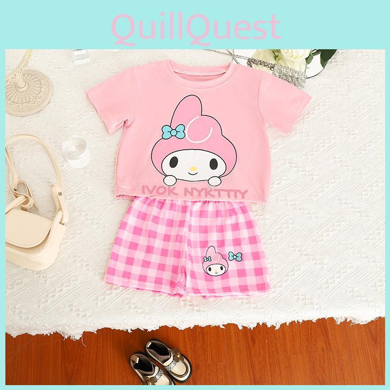 Melody Girls Cartoon Summer Outfit Set With Polyester Fabric For Casual Play