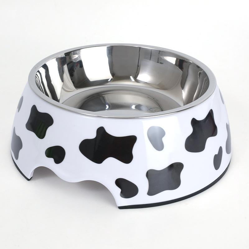 

Cat Melamine High-sided Bowl Stainless Steel Pet Bowl Anti-slip and Anti-toppling Large-capacity Dog Bowl Small чёрный/белый