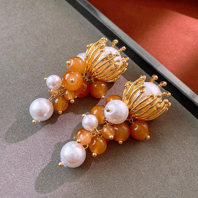 Náhrdelník s květinou z vsazených diamantů a retro náramek s náušnicemi - Evropský a americký styl Klíční kostní řetízek Špičkové šperky