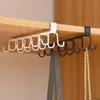 Multifunction Double-row Storage Hook Punch-free Cabinet Metal Shelves Hanging Cup Holder Hooks