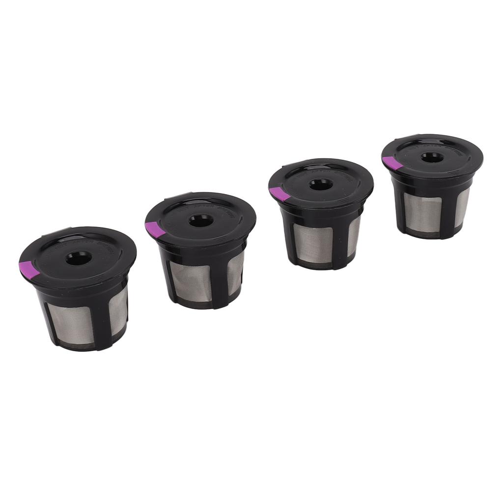 4pcs Reusable Coffee Pods Eco Friendly Reusable Coffee Filter Refillable Coffee Filters with Brush White Spoon