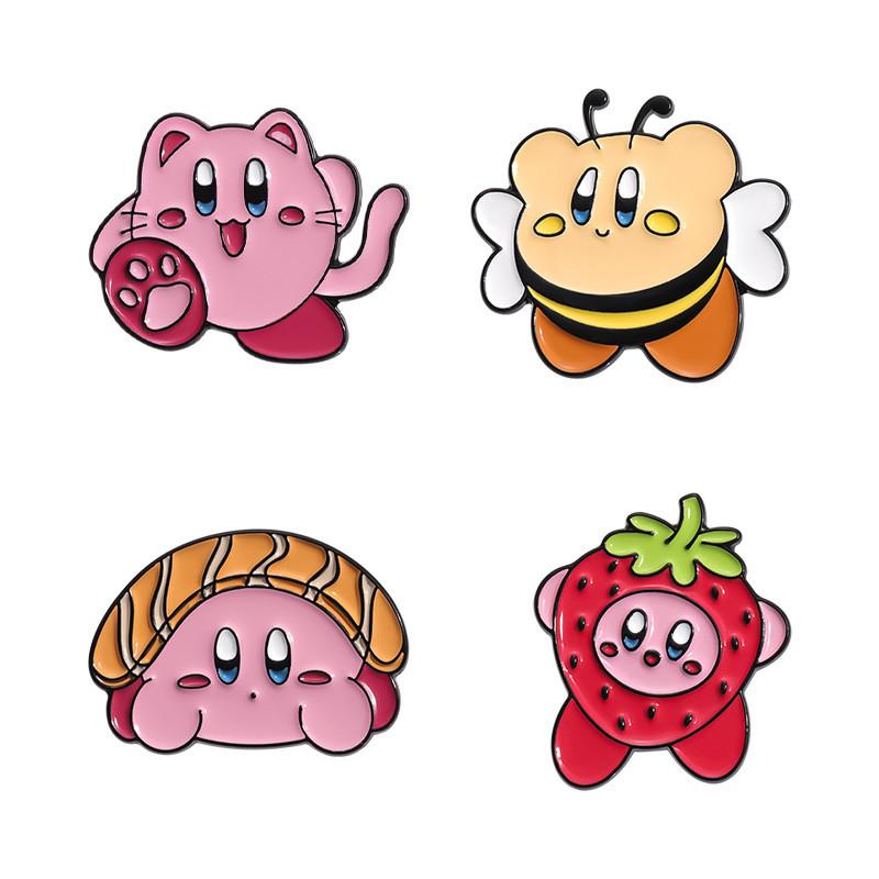 Bee Cartoon Creative Design Metal Badge Unique Kirby Inspired Pin For Collectors