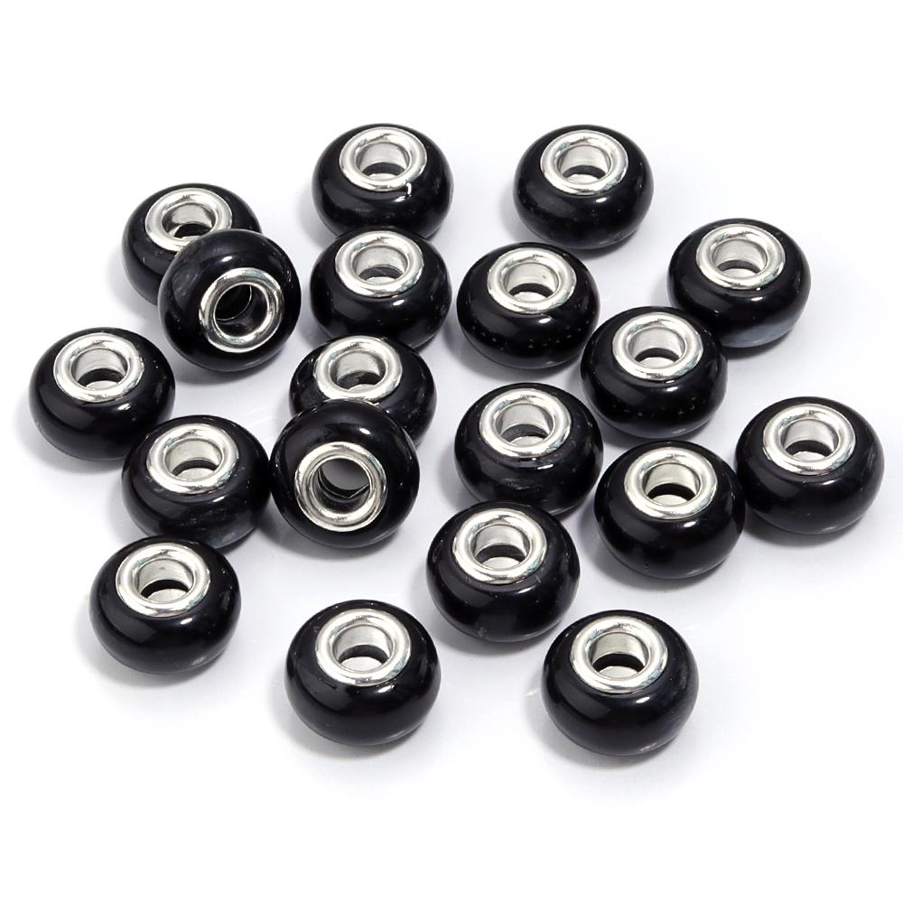 20 Stück Runde Harzperlen Keramikfarbe Beschichtet Farbe Großes Loch Lose Perlen Für Schmuckherstellung DIY Halskette Armband Ohrring Dekoration