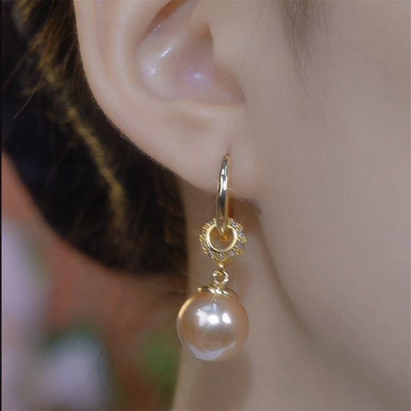 Champagne Pearl Earrings High Fashion Temperament Earrings Earrings Design New Diamond Ball Pearl Earrings