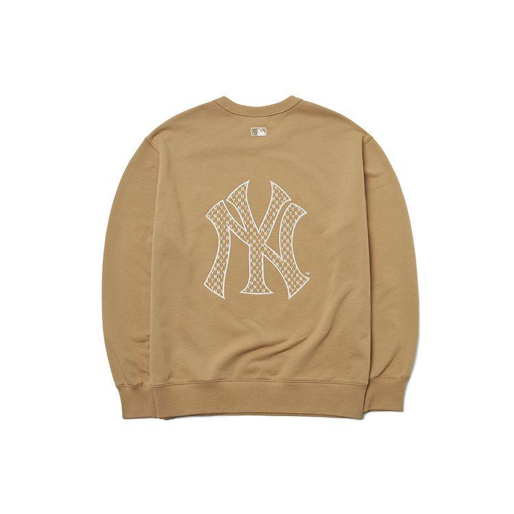MLB New York Yankees Loose Fit Crewneck Long Sleeve Sweatshirt Unisex sweatshirt Khaki 3AMTM0121-50BGD