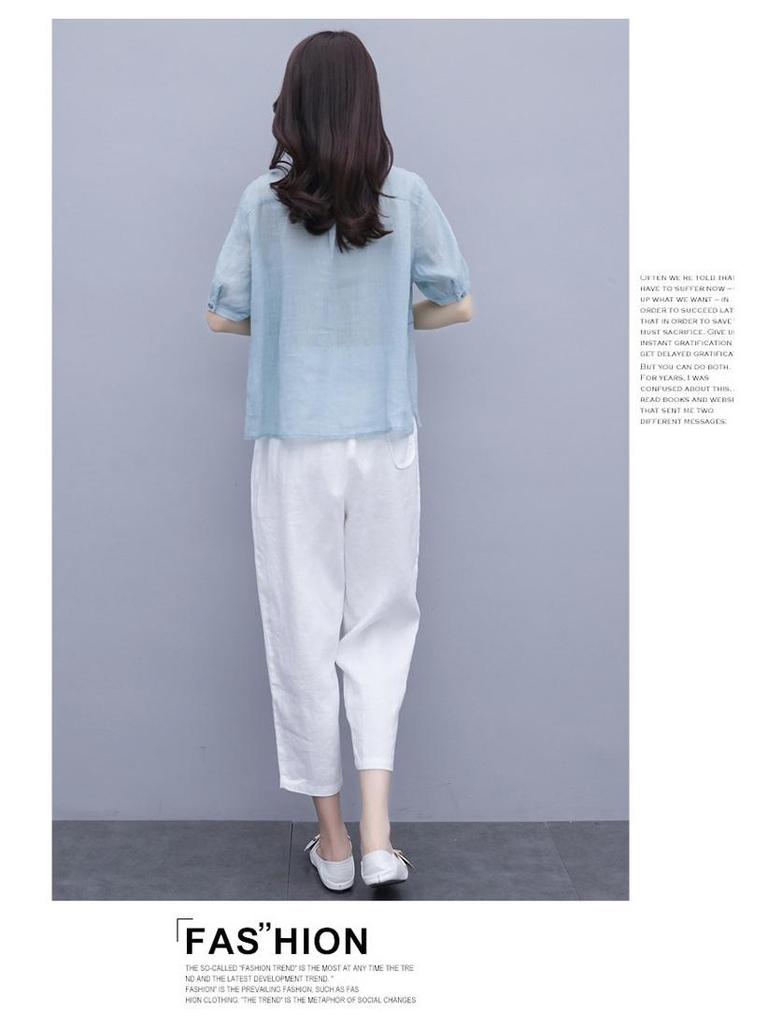 Summer 2025 Fashionable Cotton-Linen Set for Women – Petite, Youthful Style