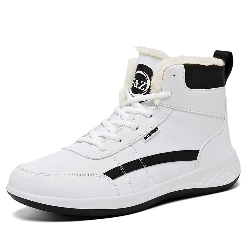 Mens Sneakers Cotton Winter Warm Leather Waterproof Outdoor Sports Casual Walking Shoes Flat Comfortable Tennis Shoes Men