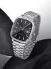 No gift box Steel belt watch retro silver genuine square quartz wristwatch   cross video 4-piece set