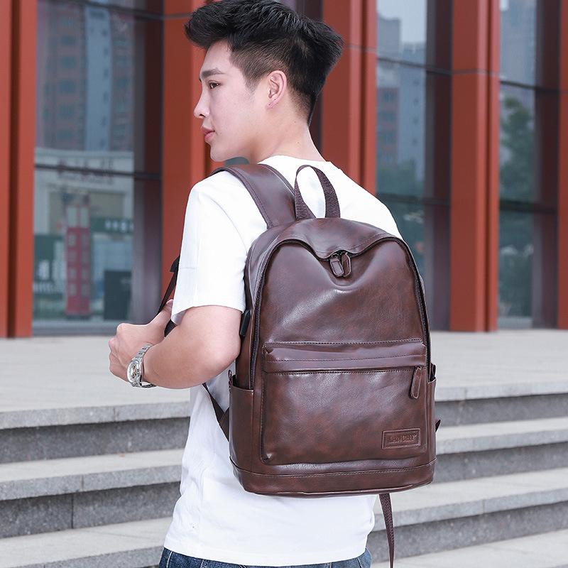 Men's business backpack, new PU backpack, multi-functional large-capacity usb charging, student schoolbag.