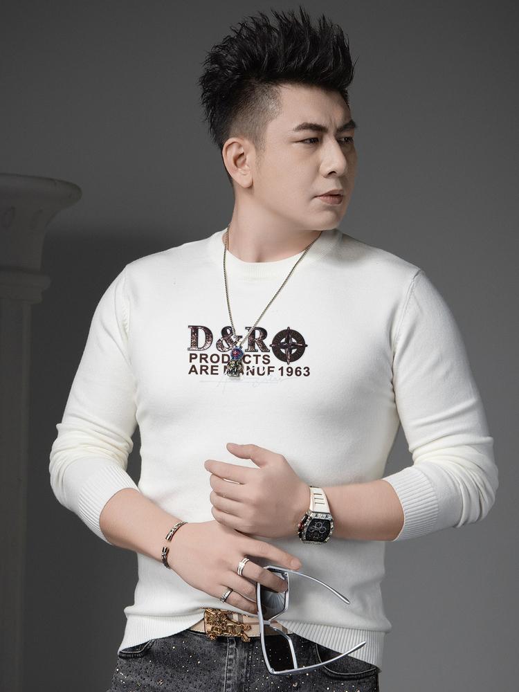 European Style Round Neck Sweater for Men, Trendy Brand Print, 2025 New Autumn and Winter Knitwear, Men's High-End Base Layer Shirt