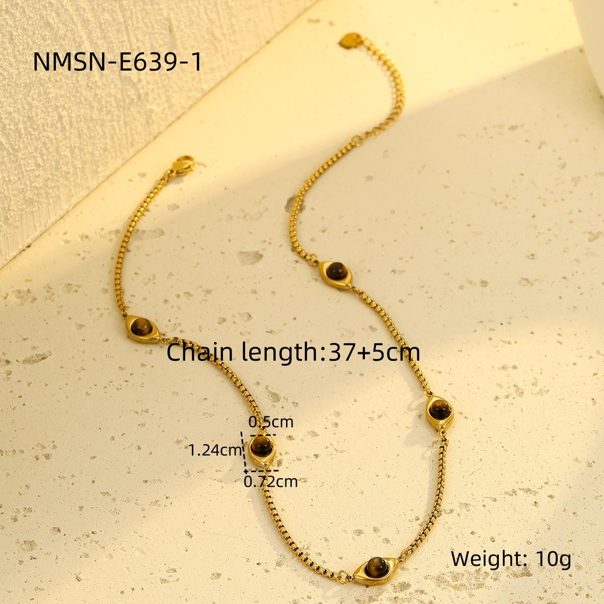 GEMCHIC Women s Tiger Eye Stone Stainless Steel Pendant Necklace Fashion Trendy Minimalist Titanium Steel Choker