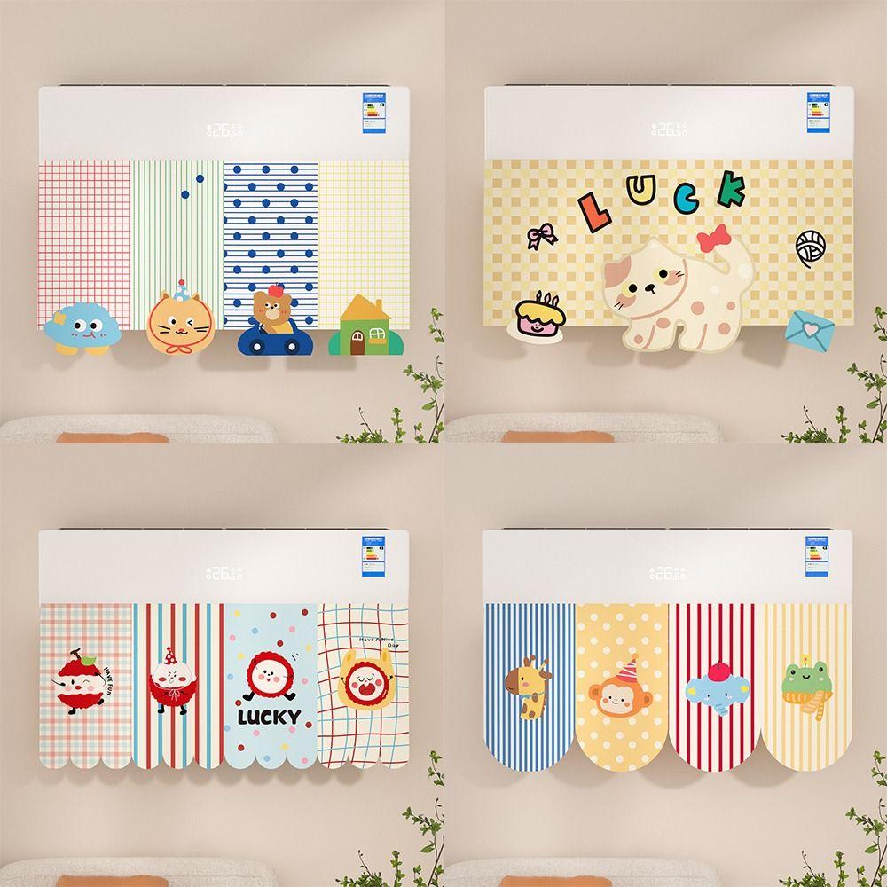 Cute Waterproof Air Conditioner Cover Washable Cartoon Dust-proof Cover Cat Air Conditioner Dust Cover Wall Decor