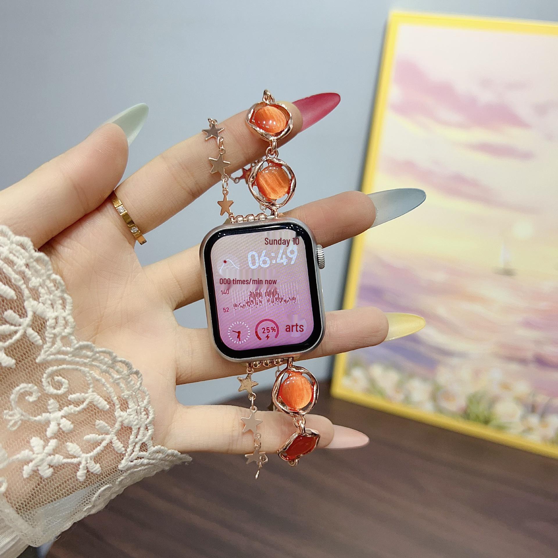 

Cat s Eye Star Bracelet Metal Band for Apple Watch (iWatch 9/8/7/6/5/4/SE) 38mm/40mm/41mm оранжевый
