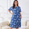 Fashion Floral Print Nightgown Sleepshirts Women Nightdress Shorts Sleeve Plus Size Nightgowns Sweet Casual Sleepwear Sleepdress