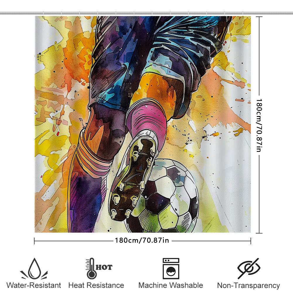 Football Shower Curtain Sports Lover Gift Waterproof Decor Modern Bath Room Art Home Textile Patterned Backdrop