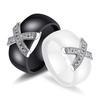Europäisches & Amerikanisches Paar Passende Schwarz-Weiß Keramik X-Ringe mit Zirkon - 8MM Mode Ring.