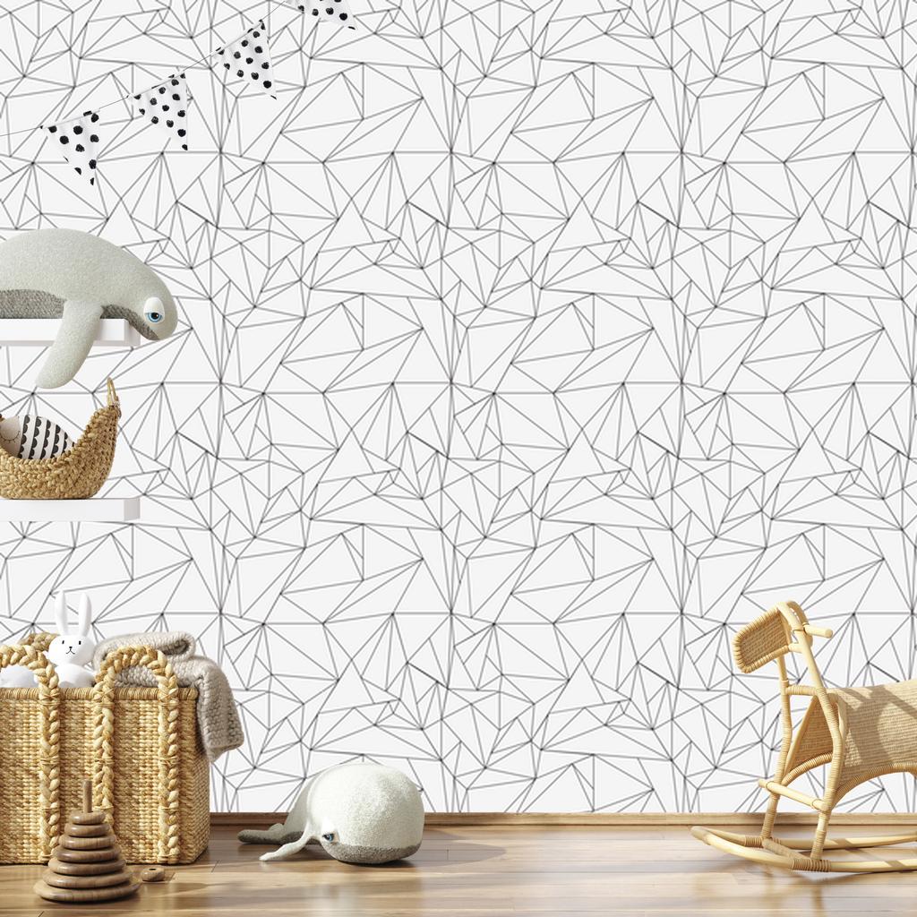 White Geometric Pattern Wallpaper for Living Room and Bedroom 50x1000