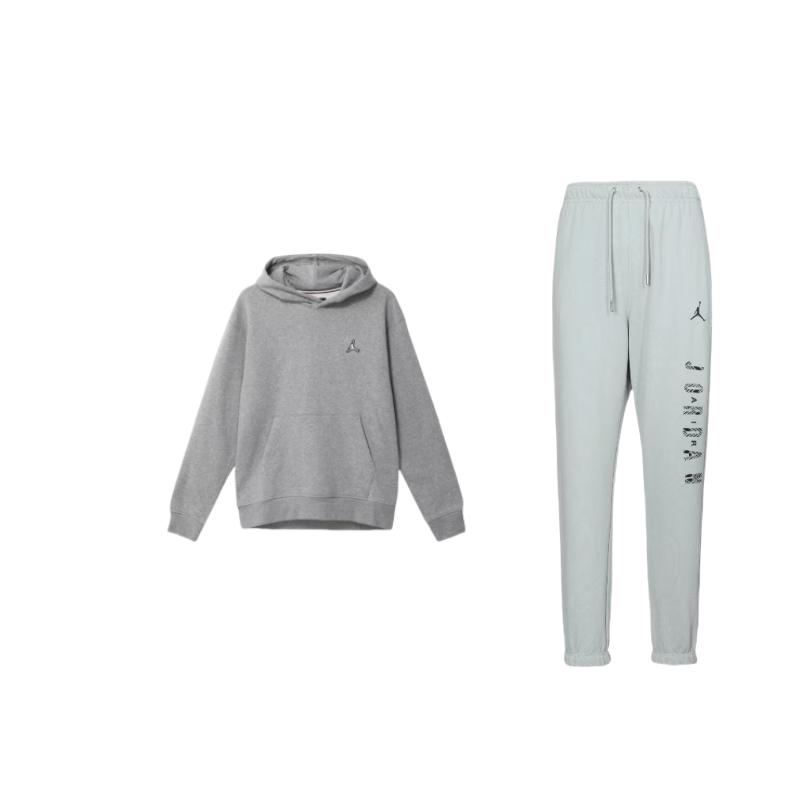 

Jordan Solid Color Logo Print Hoodie And Comfortable Knit Long Pants Casual Sports Set Men sets FZ6442-046+DQ7467-091 XXL