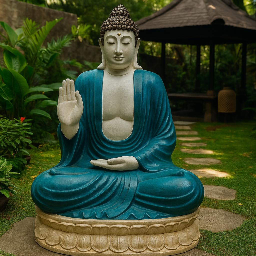 Shamtam Turquoise Buddha Statue, Thai And Stone 0.96M Meditating