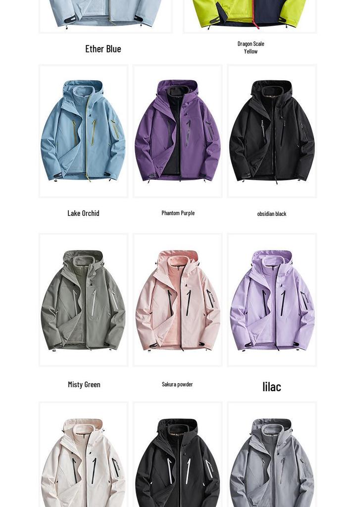 Unisex 3-in-1 Winter Mountaineering and Hiking Waterproof Jacket with Hood