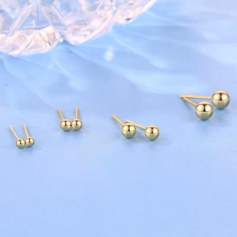 Beixi S925 Sterling Silver Light Bead Stud Earrings - Simple, Fashionable, Unisex Round Accessories