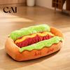 Duurzaam Polyester Huisdierenhuis Hotdog Bed, Verwijderbare Wasbare Mat, Gezellig Pluche Nest Warme Mat Schattig Bed voor Kleine Honden Katten Binnengebruik