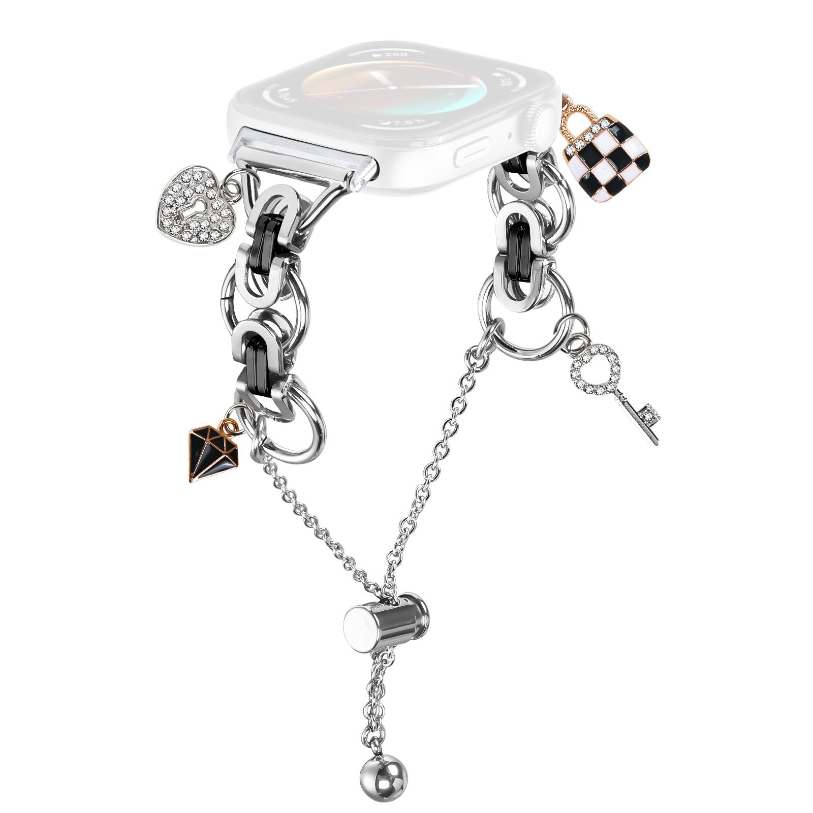 

Для Huawei Watch Fit 3 Гальванізований Металевий Сплав Ремінець Одинарний Ланцюжок Браслет Ремінець Silver/Black