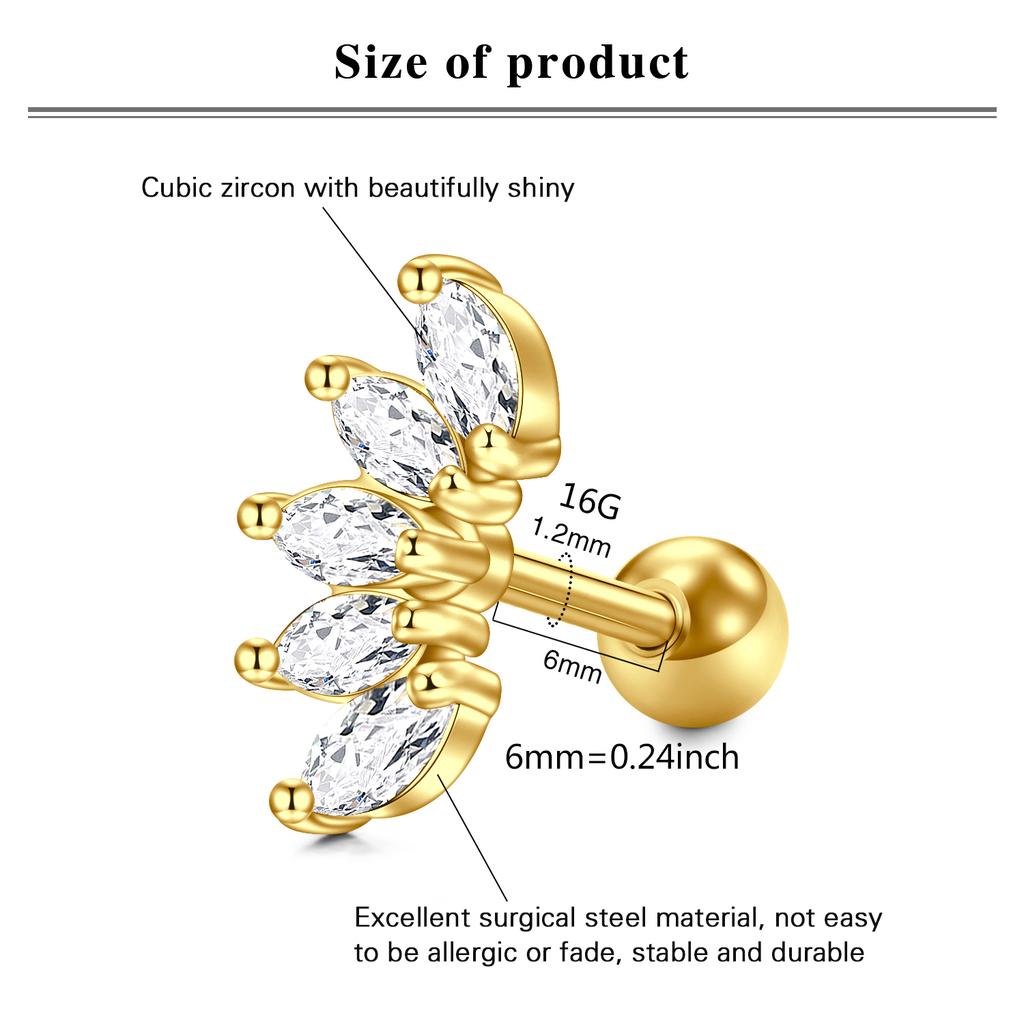 11pcs 316L Stainless Steel Cartilage Stud Earrings Helix Tragus Daith Earrings Body Ear Piercing Jewelry
