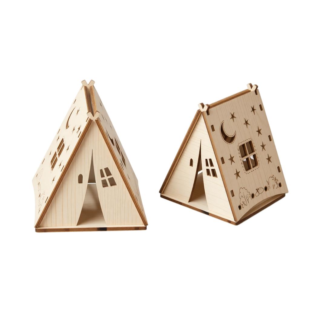 Wooden Tent Christmas Decoration, DIY Kit and for Home Display