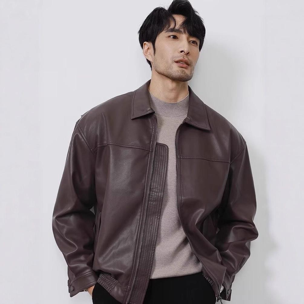 Chaqueta de Motocicleta de Cuero PU de Moda para Hombre con Solapa Genial - Colección Primavera y Otoño