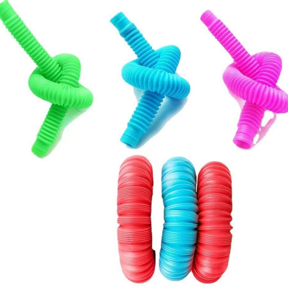 6PCS Mini Color Plastic Bellows Squeeze Toy Pull Telescopic Tube Popular Sensory Toys Adult Restless Children Decompression Vent