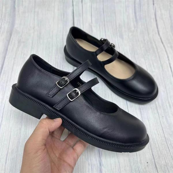 

Fashion Shoes Woman Flats Low Heels British Style Shallow Mouth Round Toe Dress New Preppy Summer Cross Solid Spring Mary 35