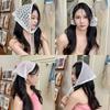 Headscarf summer women's pastoral triangle scarf literary retro crochet triangle scarf hat Y2K hot girl girl children hollow bud
