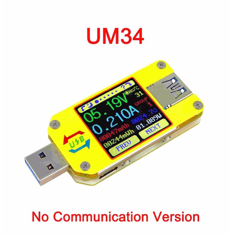 Type- C Voltmeter Ammeter UM25/25C UM24/24C UM34/34C Color LCD Display  DC Volt Quick Charger Amp Ammeter Power Bank Detector