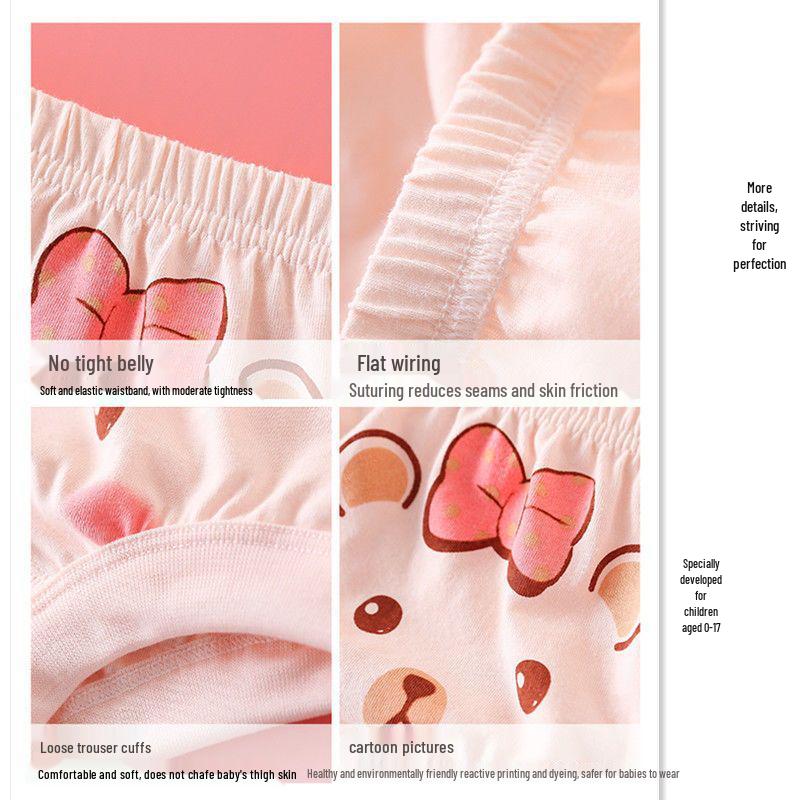 Girls' No-Pinch Cotton Underwear - Triangle Panties for Kids, Comfortable Bread Pants for Little Girls & Boys.