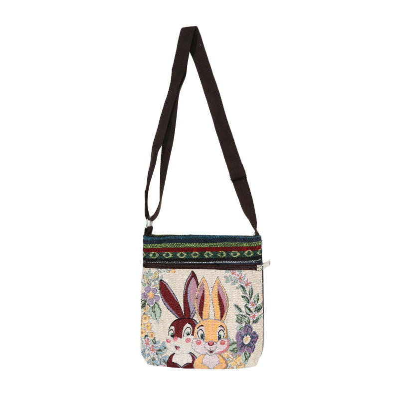 Retro Ethnic Style Shoulder Bag Canvas Embroidered Phone Crossbody Messenger Bag Travel Outdoor Casual Simple All-Mastch Women Small Bag