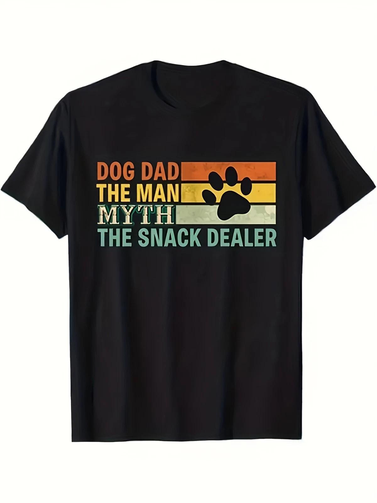Vintage Dog Dad The Man Myth Snack Dealer Funny Paw Graphic T-Shirt Gift Tee XXXXL