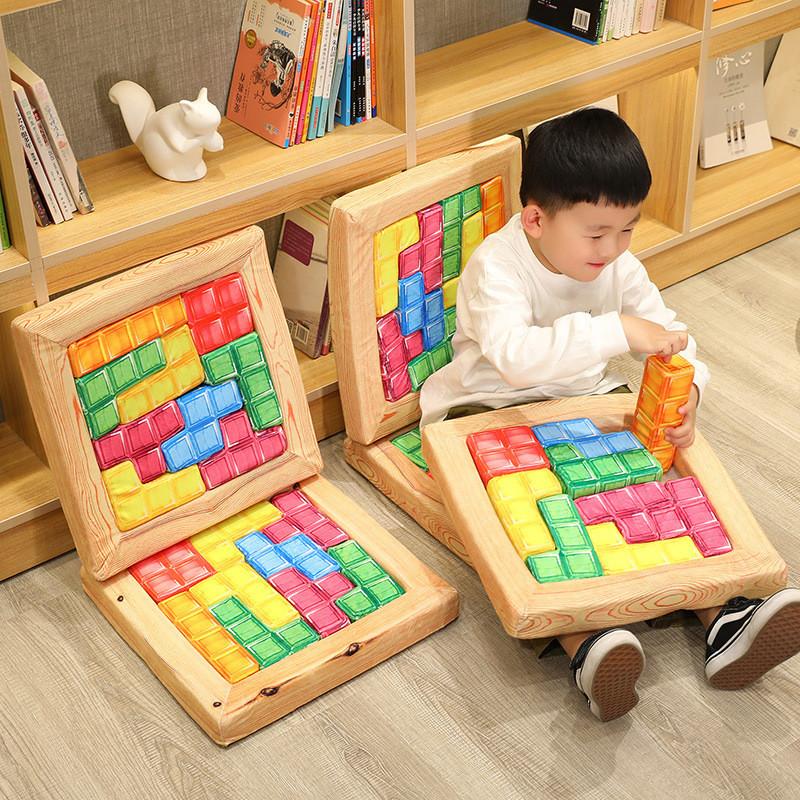 Adorable Cartoon Tetris Plush Cushion Toy Soft Crystal Velvet Sofa Pillow
