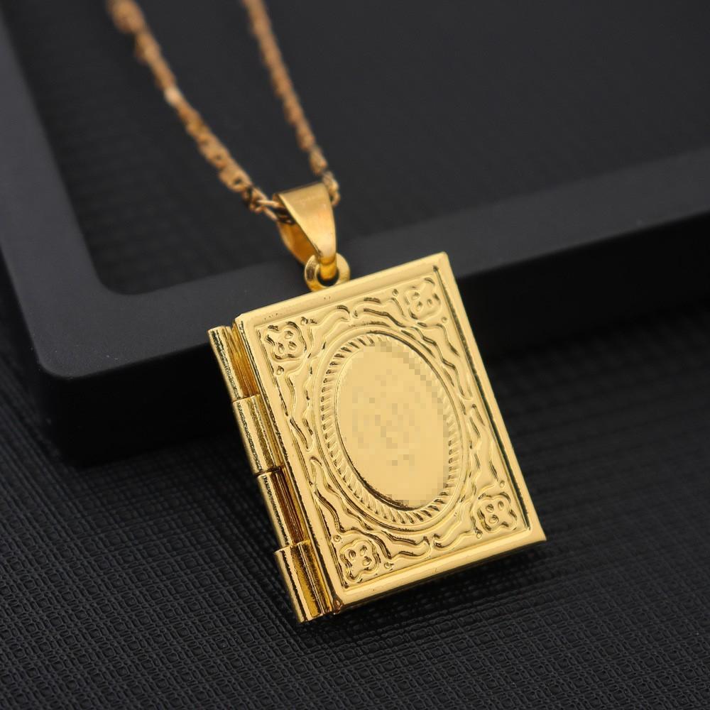 Collana con Ciondolo Scatola Fotografica Quadrata Collana Apribile a Flip Collana Semplice Gioielli