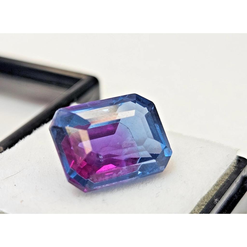 Natural Pitambari Sapphire Bi-Color 13-14 Ct Emerald Cut Fabulous Gemstone