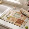 Heat Resistant Kitchen Drain Mat Floral Print Absorbent Mat Coffee Machine Mat  Sink Area