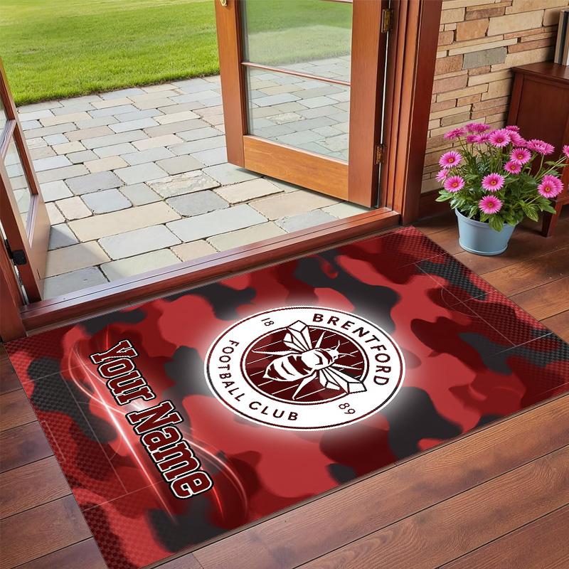 Crystal Velvet Rug Custom Name Text, Soft Non Slip Floor Mat Home DecorBrentford Football