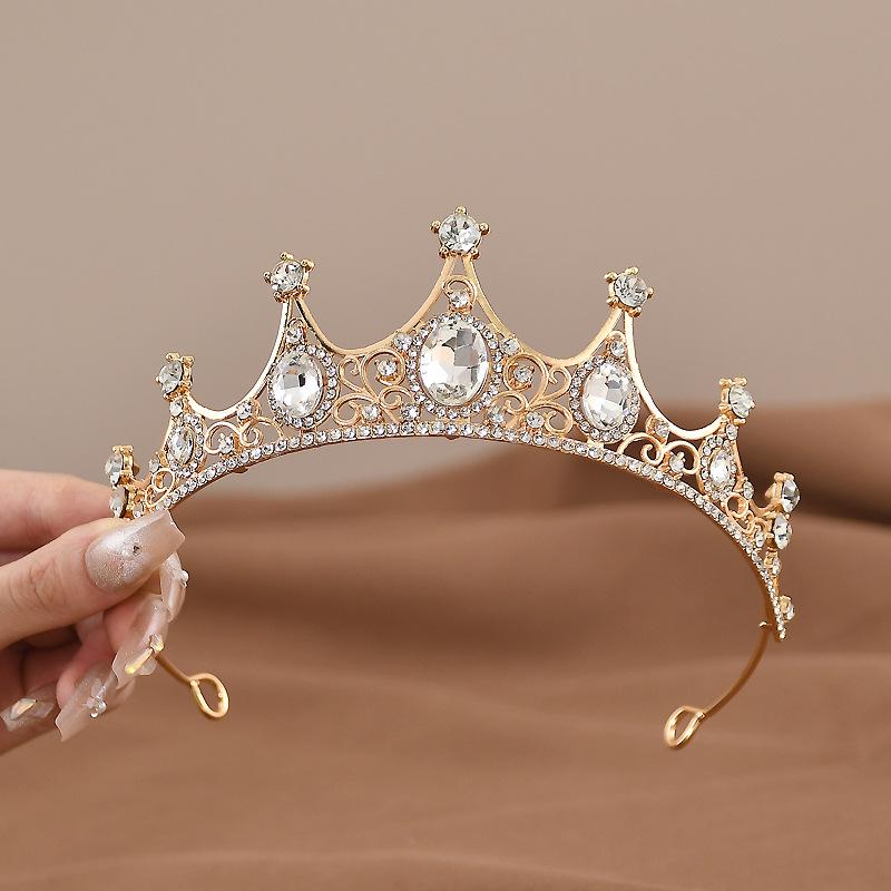 Elegant Crystal Alloy Princess Crown Wedding & Birthday Hair Accessory