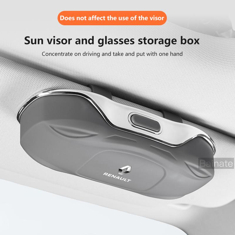 For Renault 2026 New Hub Caps For Renault RS Captur Kadjar Scenic Koleos Duster Megane Logan Car Visor Sunglasses Glasses Case G
