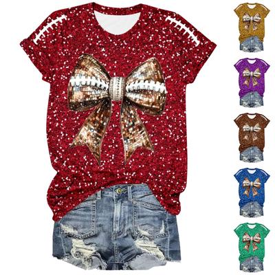 Women's Fashion Casual Short Sleeve Printed Round Neck Loose Pullover Top