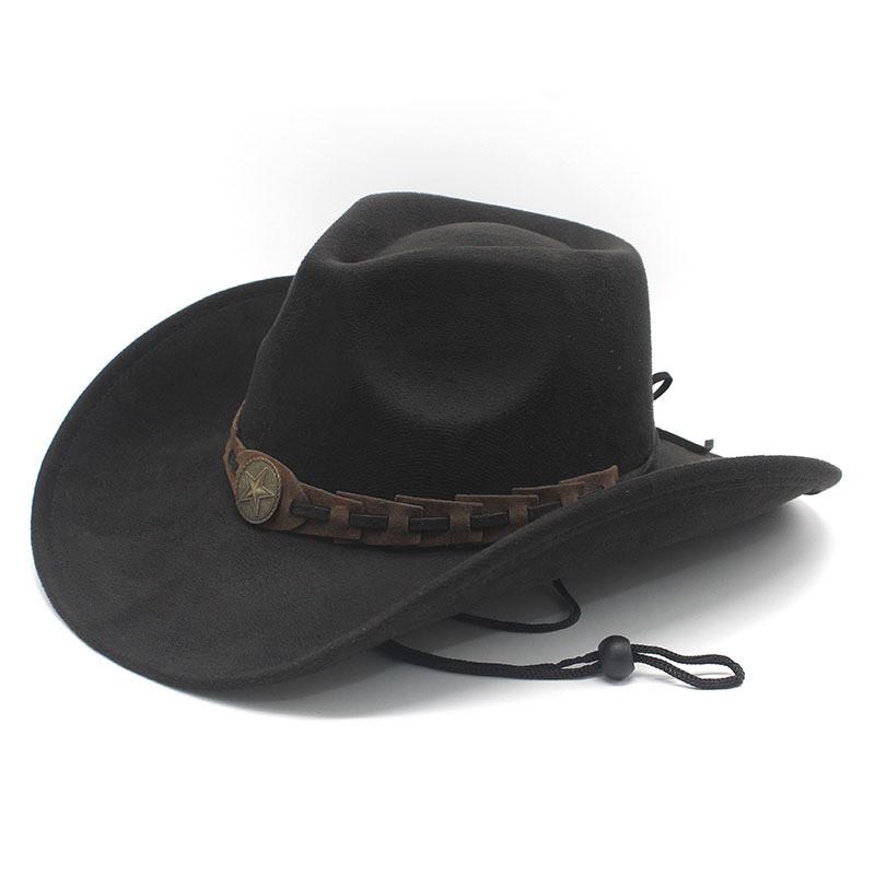Vintage Western Cowboy Hat With Suede Fabric And Large Brim For Fashion And Sun Protection