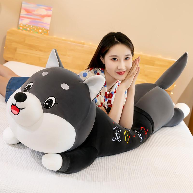 Adorable Lying Husky Pose Plush Toy Girls Bedtime Sleep Companion Holiday Gift