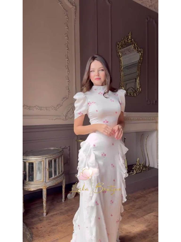 2025 Spring Sweet Style Short Sleeve Silky Elegant Women's Fashion Dress