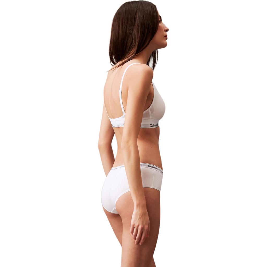 Calvin Klein Pohodlné trojúhelníkové kalhotky s žakárovým nápisem Dámské spodní prádlo Bílé QD5045-100